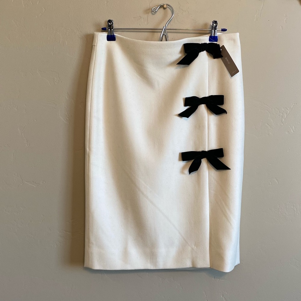 NWT J Crew velvet bow cream pencil skirt size 10